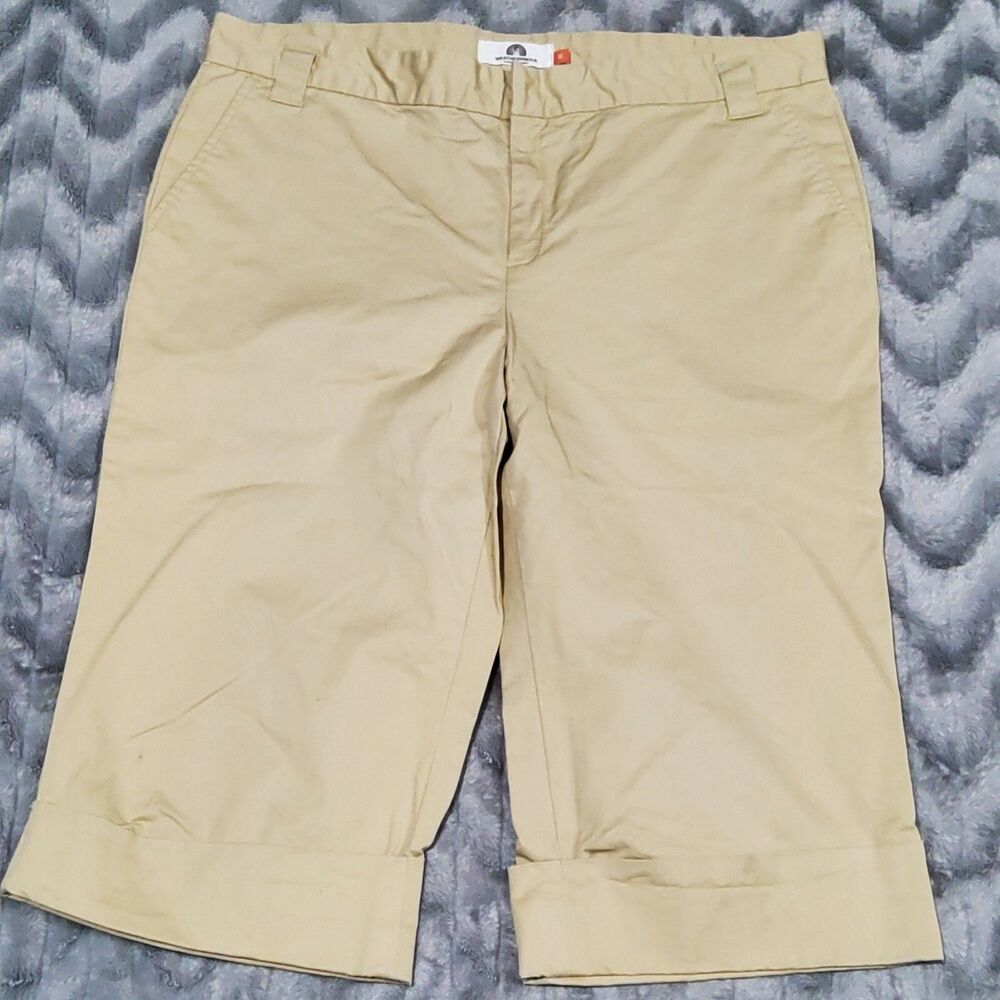 Weatherproof Womens Size 16 Tan Khaki Cuffed Cropped Capri Pants